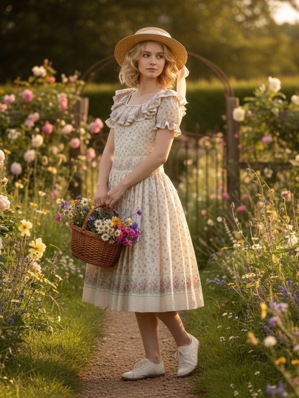 Handmade Cottagecore Prairie Skirt Set Floral Romantic Gunne Sax Inspired - Picture 3 of 16
